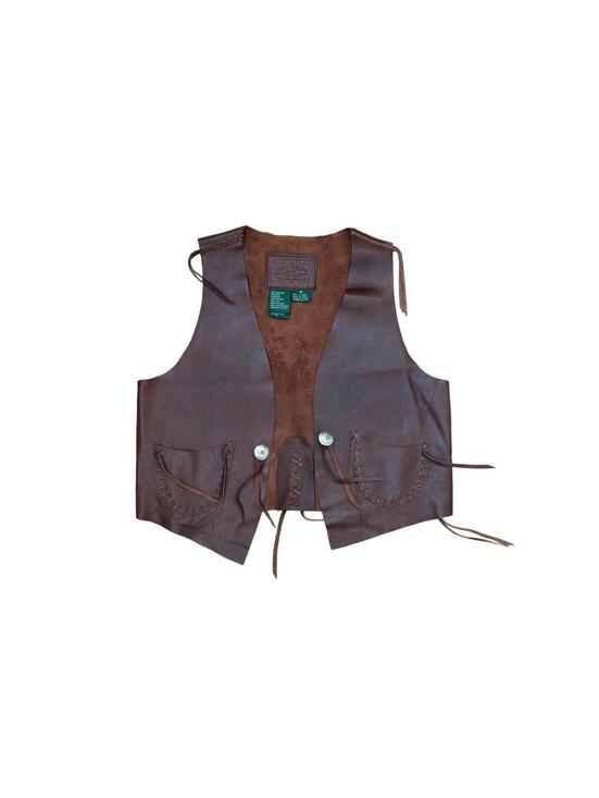Ralph Lauren Jackets & Blazers - Ralph Lauren Leather Western Fringe Concho Button Suede Lined Vest Boho Size S